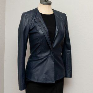 Theory Dark blue Leather Jacket size 0